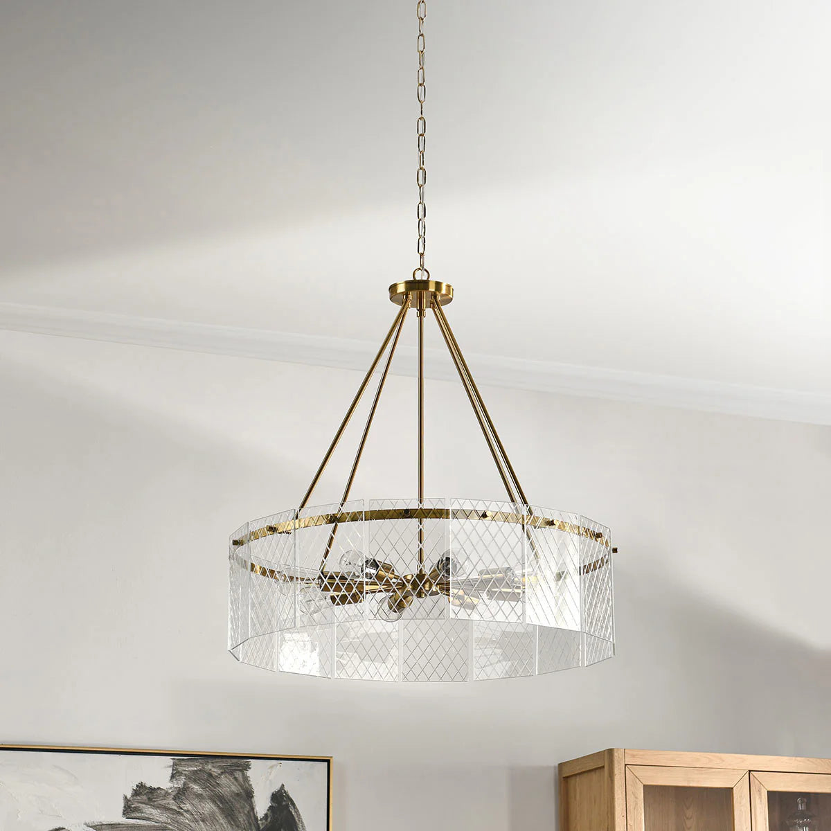 Clare 33" Glass Round Chandelier - Gold