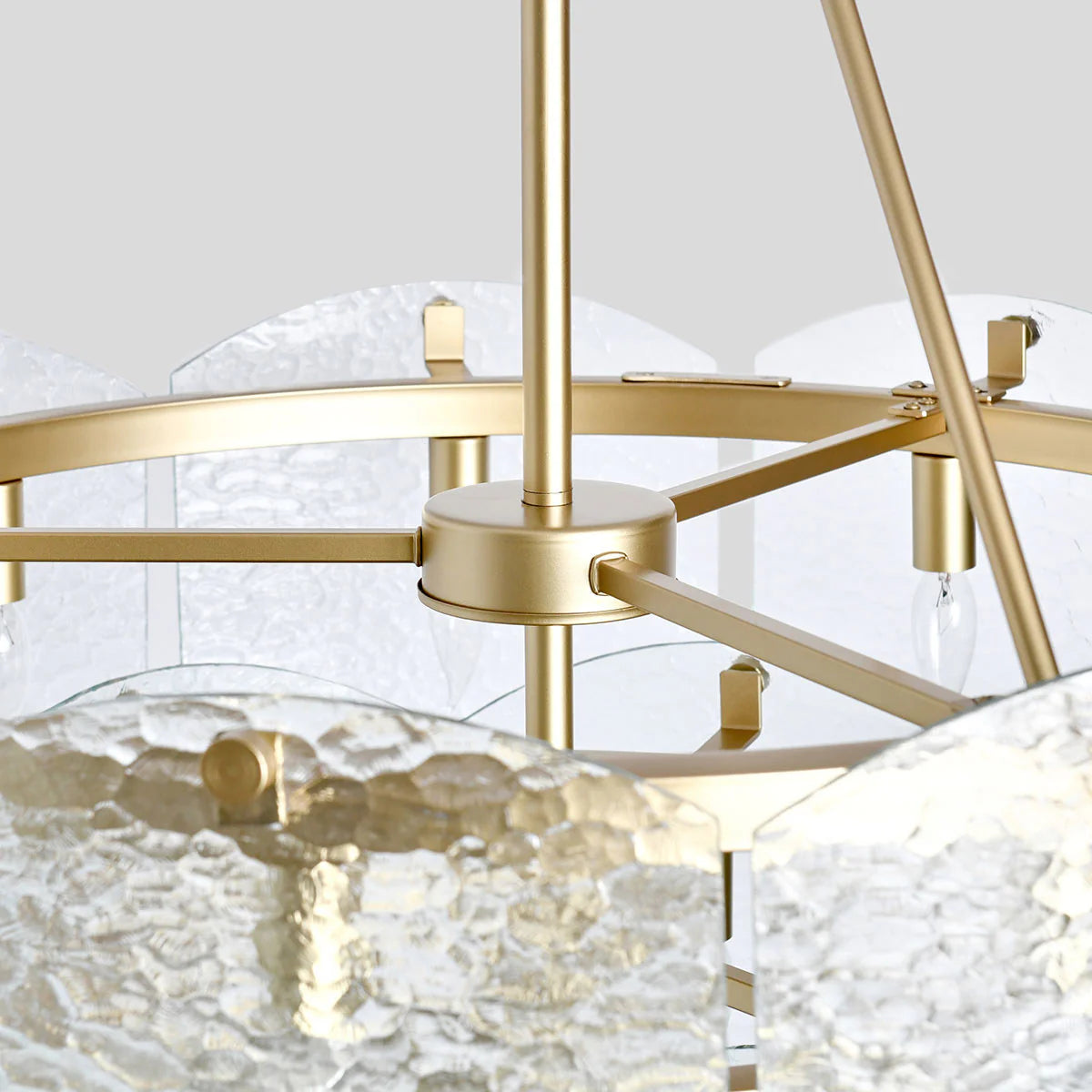 Tessa 33" Round Glass Chandelier - Ice Glass + Gold