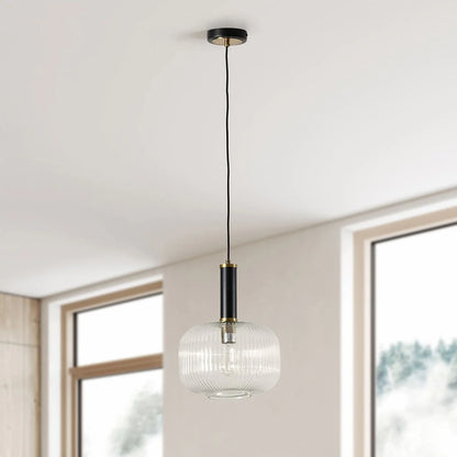 Maximilian 12" Glass Pendant - Glass + Matte Black