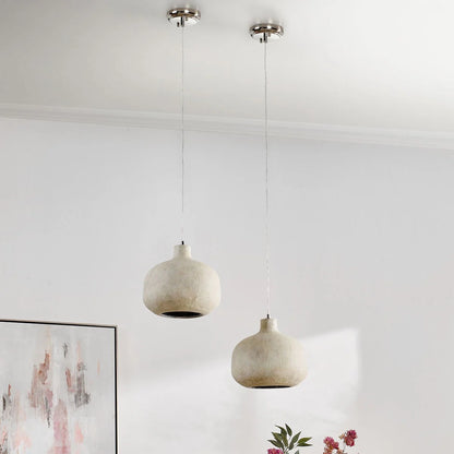 Jancey 12" Round Concrete Pendant - Antique White