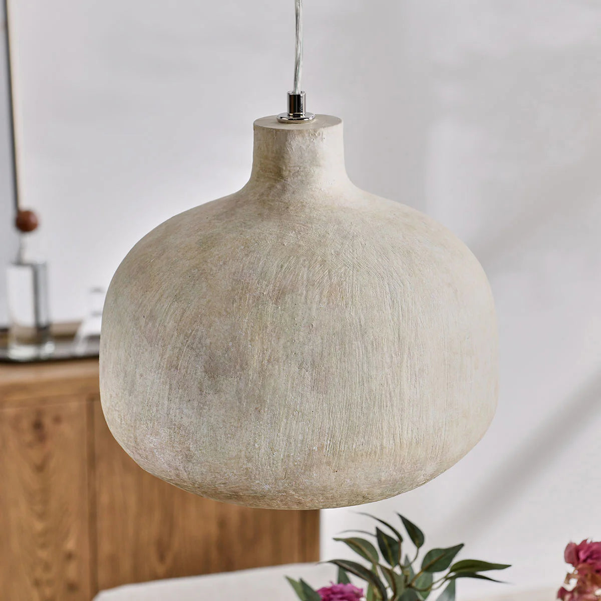 Jancey 12" Round Concrete Pendant - Antique White