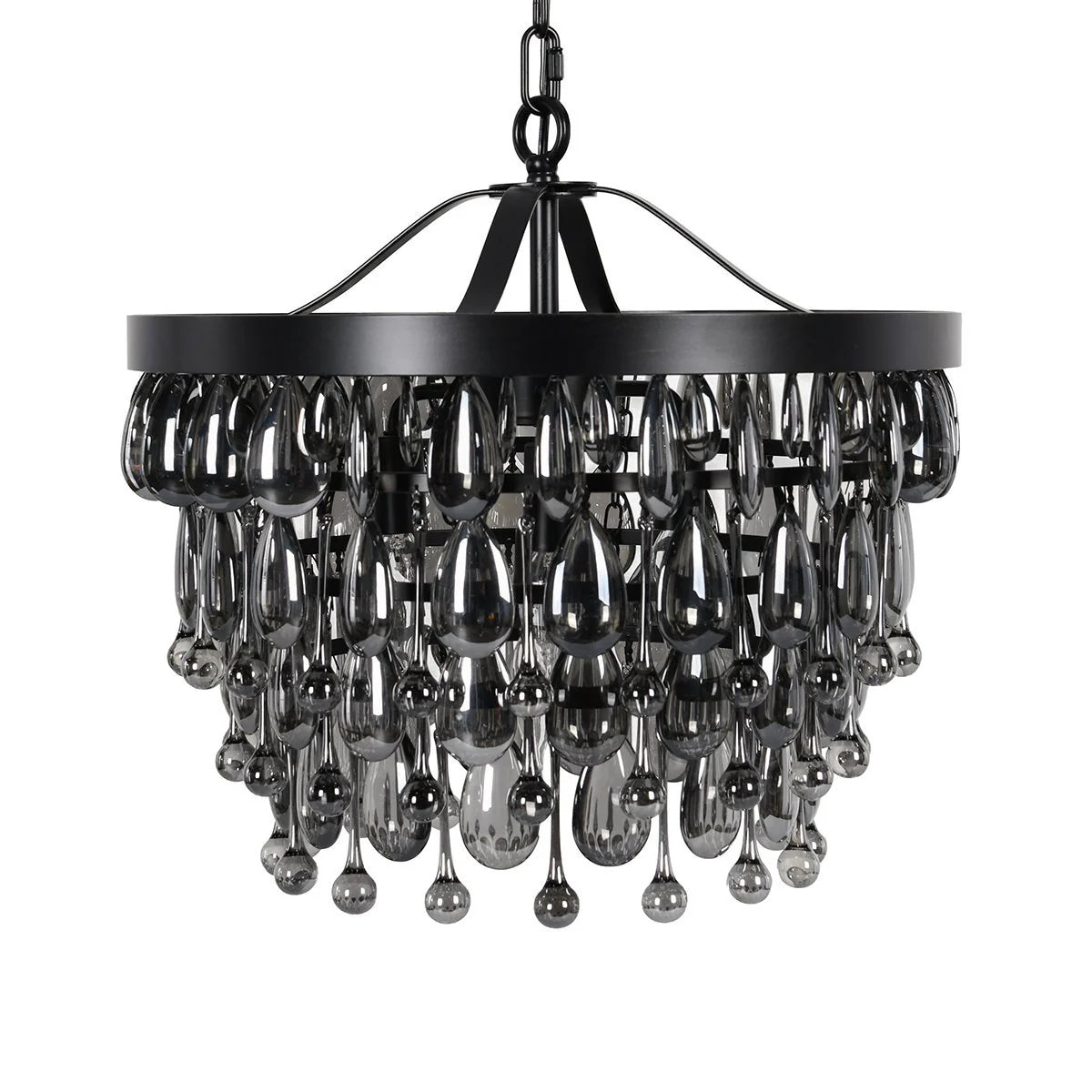 Reyna 18" Round Iron Chandelier - Iron + Black