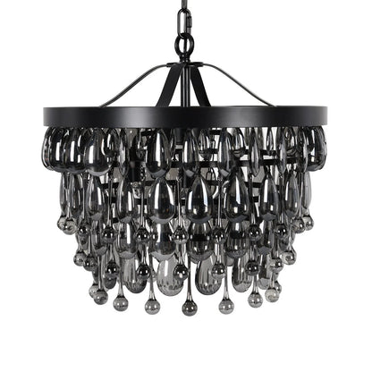 Reyna 18" Round Iron Chandelier - Iron + Black