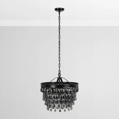 Reyna 18" Round Iron Chandelier - Iron + Black