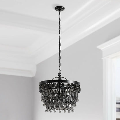 Reyna 18" Round Iron Chandelier - Iron + Black