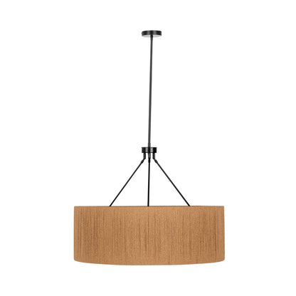 Oliver 34" Rattan Round Pendant - Rattan + Black