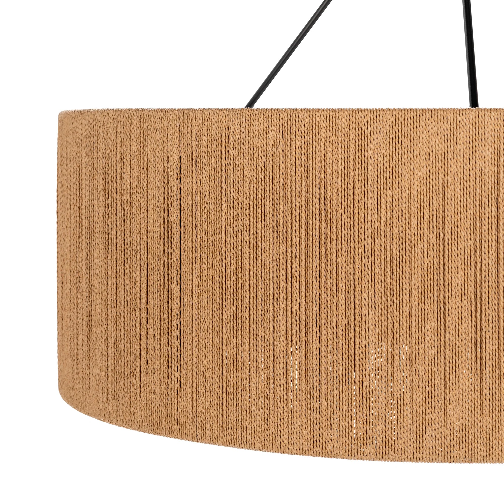 Oliver 34" Rattan Round Pendant - Rattan + Black