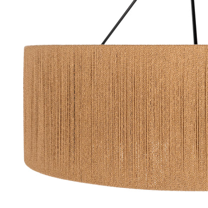 Oliver 34" Rattan Round Pendant - Rattan + Black