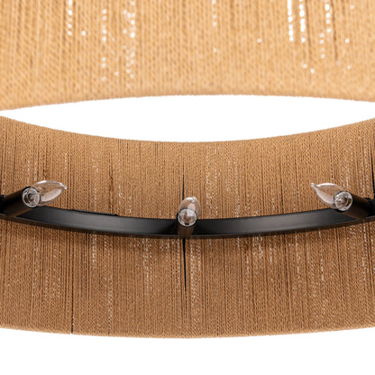 Oliver 34" Rattan Round Pendant - Rattan + Black