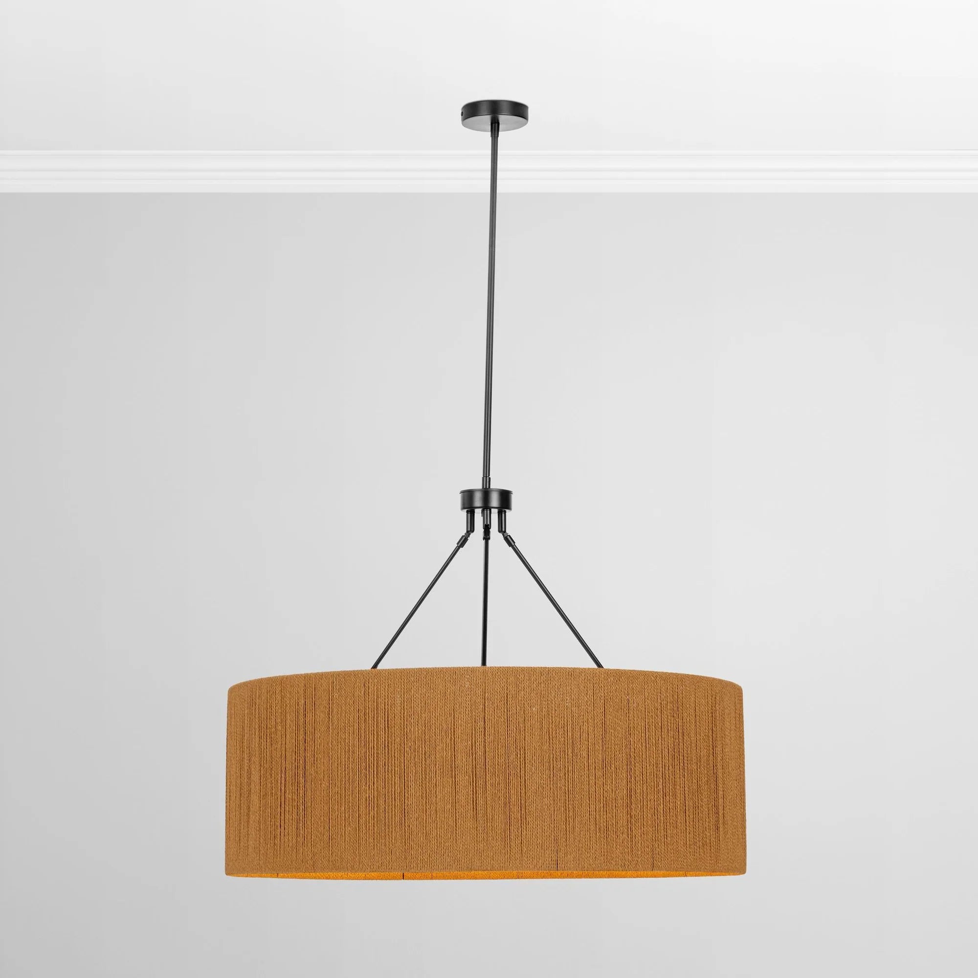 Oliver 34" Rattan Round Pendant - Rattan + Black