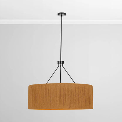 Oliver 34" Rattan Round Pendant - Rattan + Black