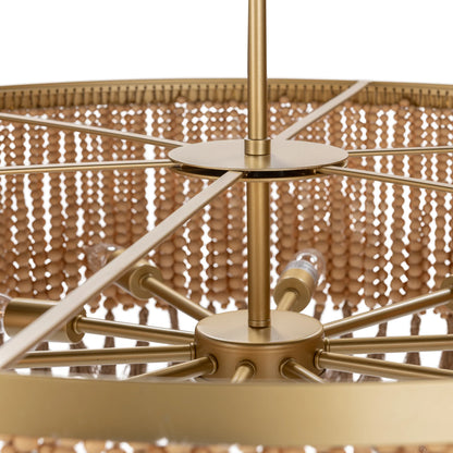 Adriana 36" Wood Beaded Round Pendant - Jute Roap