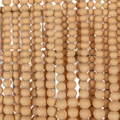 Adriana 36" Wood Beaded Round Pendant - Jute Roap