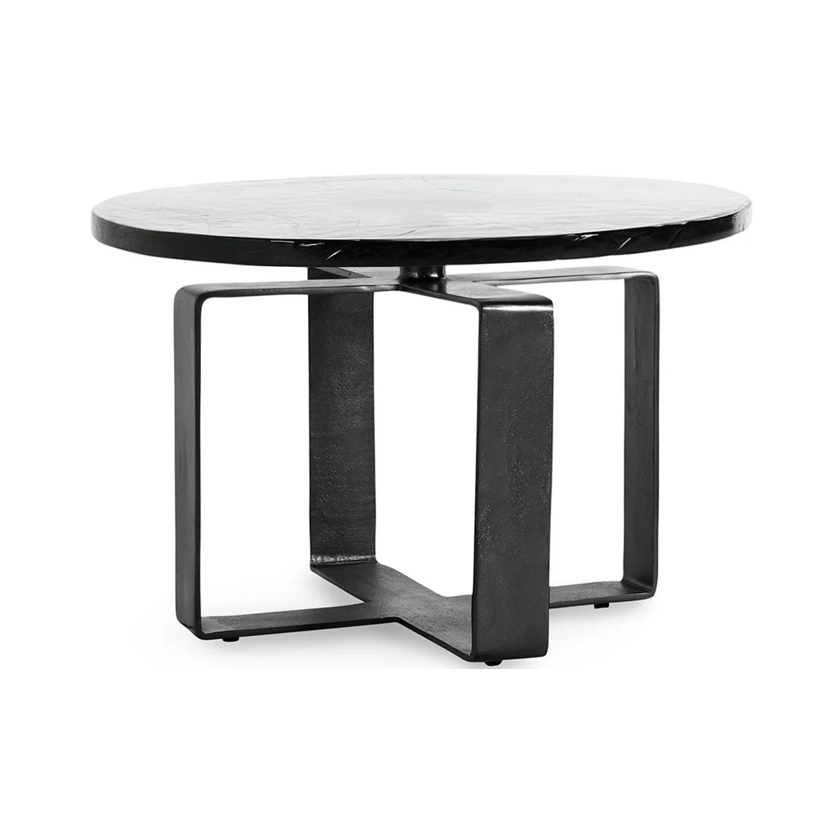 Skylar 28" Glass + Iron Round Coffee Table - Dark Antique