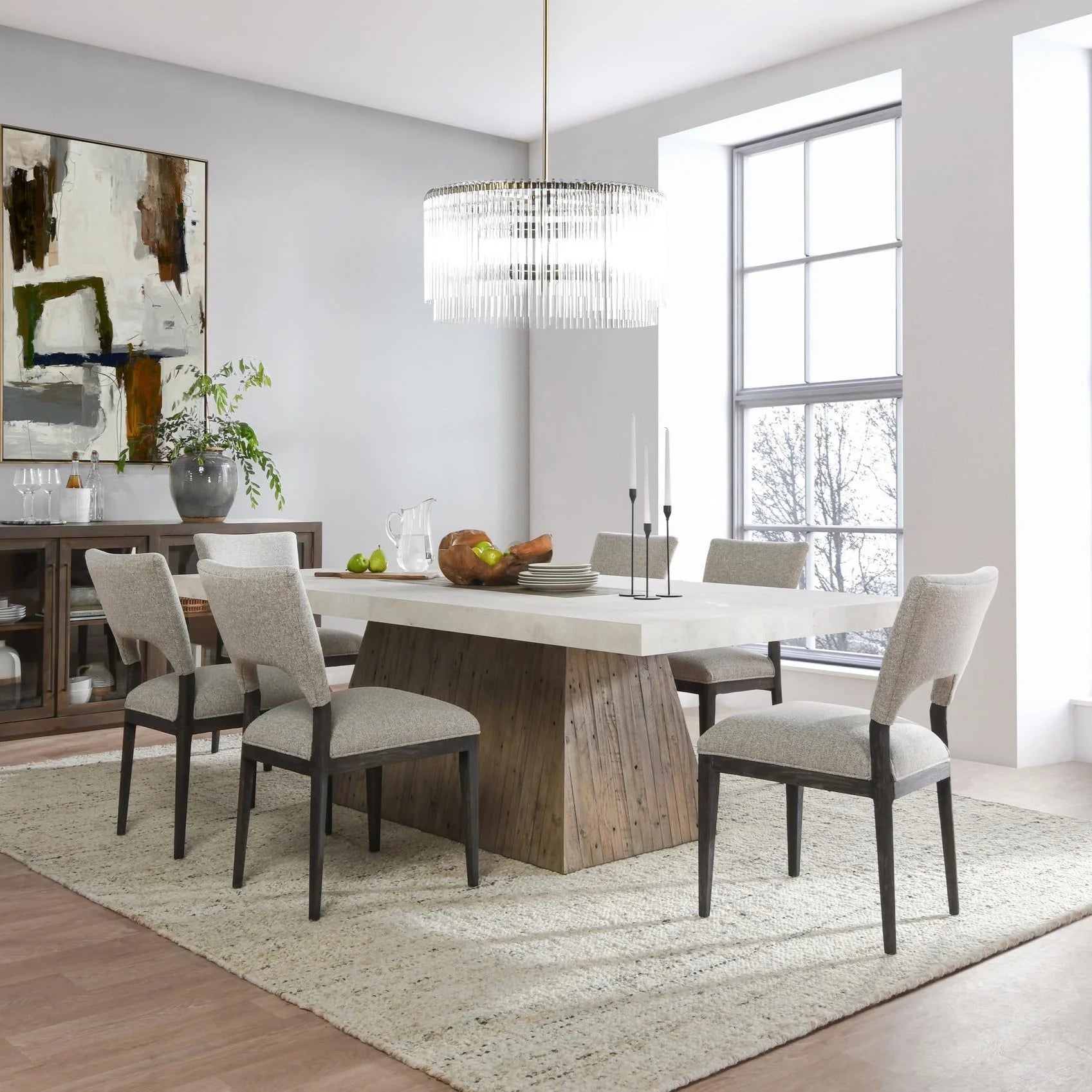 Leander 94" Square Dining Table - Antique White