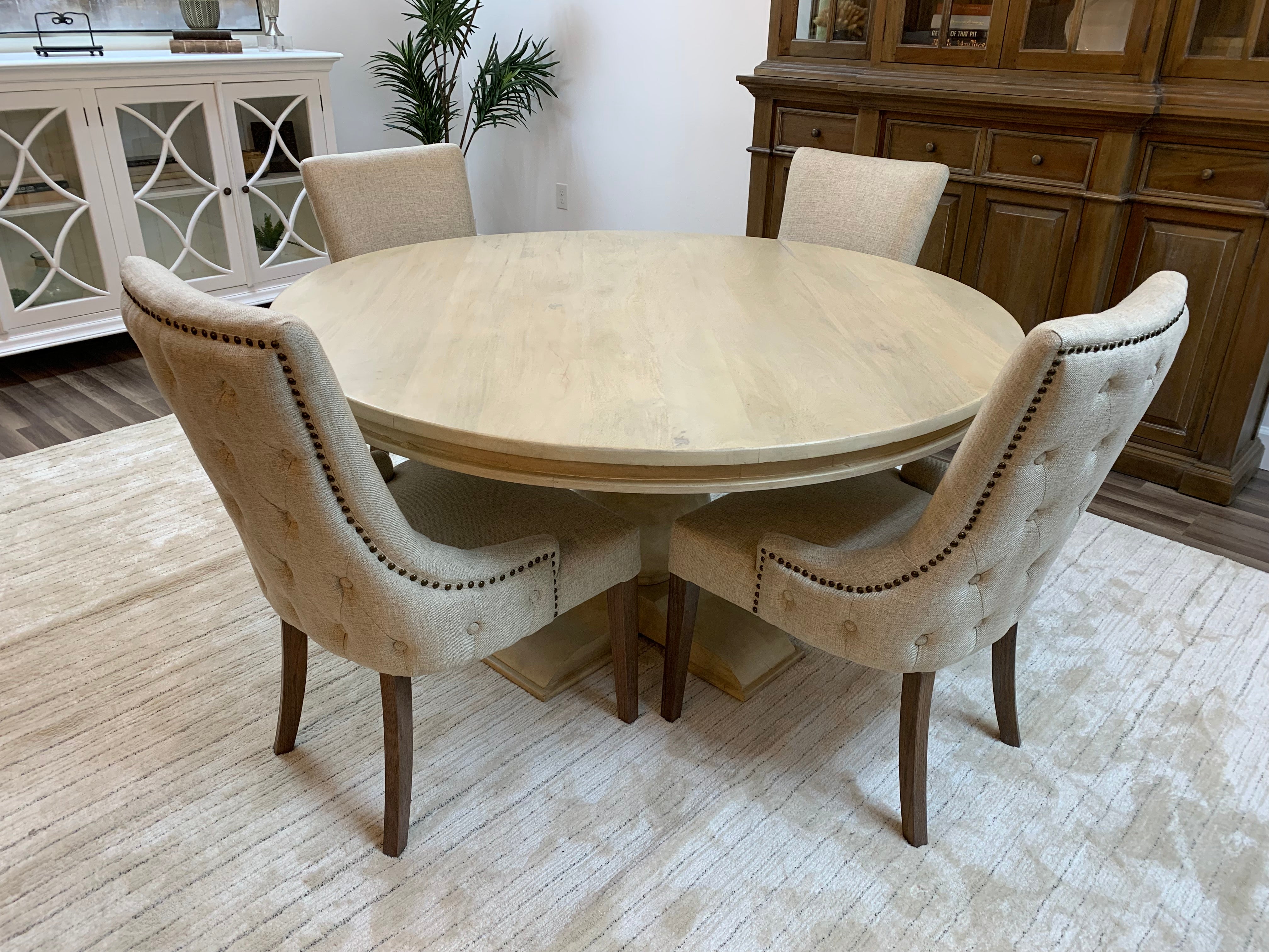 Marcia 60" Acacia Round Dining Table - New White Wash