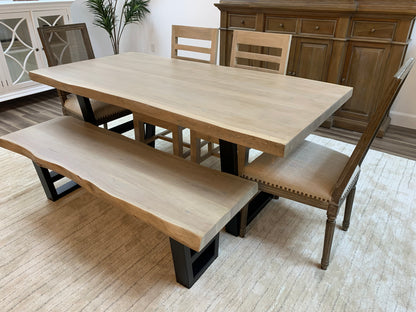 Malcolm Acacia 72' Live Edge Dining Table - New White Wash