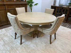 Malcolm 60" Acacia Round Dining Table - New White Wash