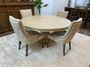 Marcia 60" Acacia Round Dining Table - New White Wash