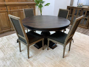 Marcia 53" Acacia Round Dining Table - Natural + Black