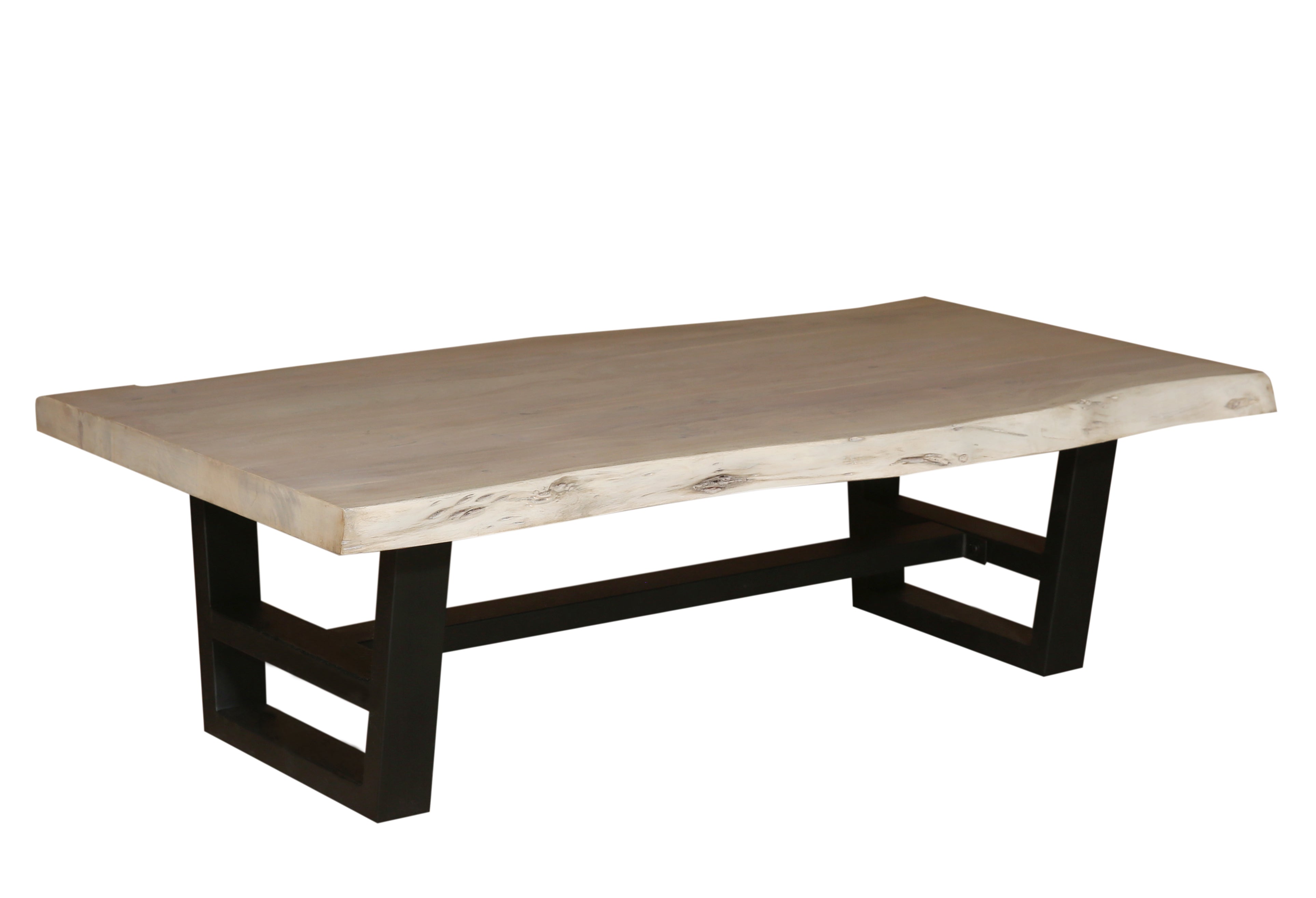 Malcolm Acacia 60" Rectangular Live Edge Coffee Table - New White Wash