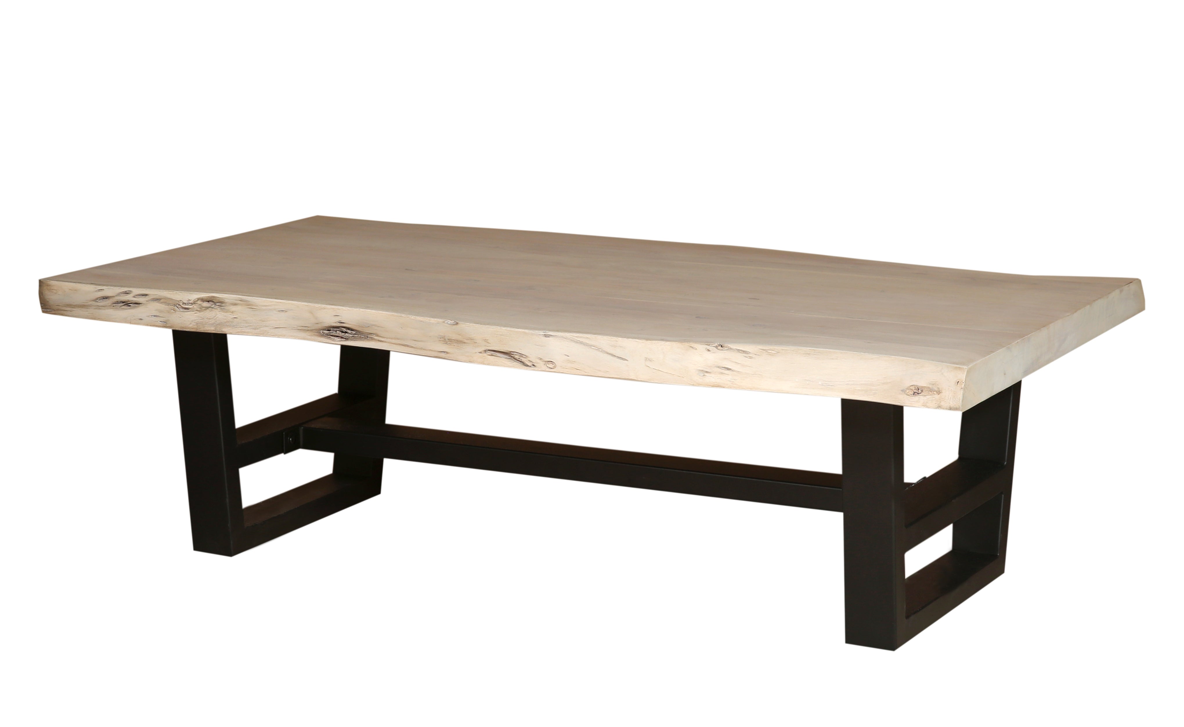 Malcolm Acacia 60" Rectangular Live Edge Coffee Table - New White Wash