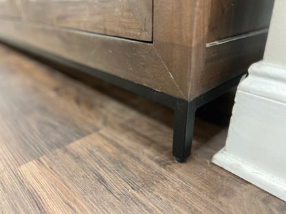 Candace 82" Smoked Glass 4 Door Sideboard - Natural + Smoke