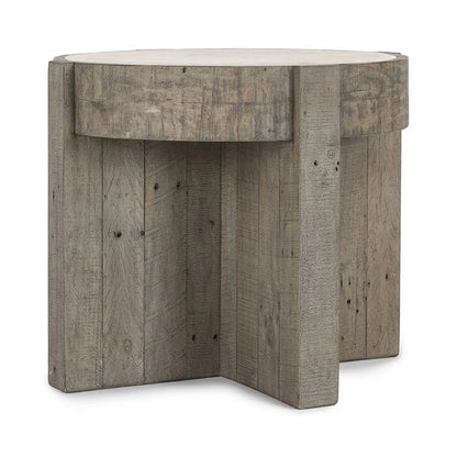 Sheldon 26" Round End Table - Distressed Grey
