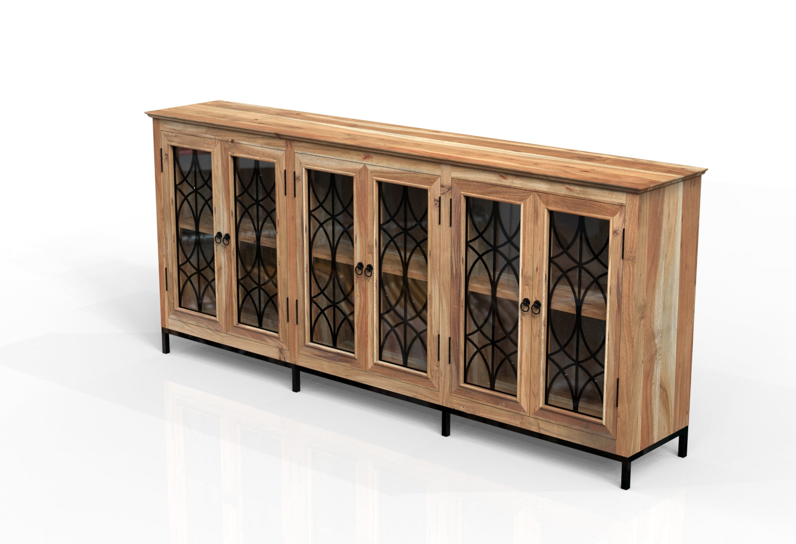 Randolph 100" 6 Door Glass Front Sideboard - Natural