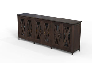 Wesley 100" 6 Door Glass Front Sideboard - Natural + Black