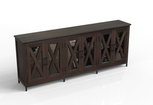 Wesley 100" 6 Door Glass Front Sideboard - Natural + Black