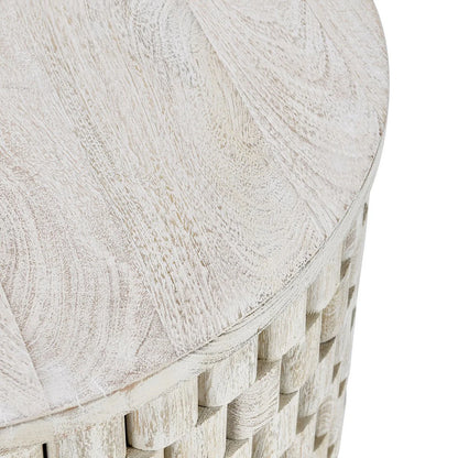 Madeira 25" Round End Table - Coastal White
