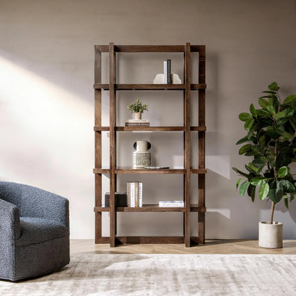 Svetlana 86" Wood Bookcase - Deep Chestnut
