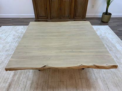 Malcolm Acacia 60" Square Live Edge Coffee Table - New White Wash