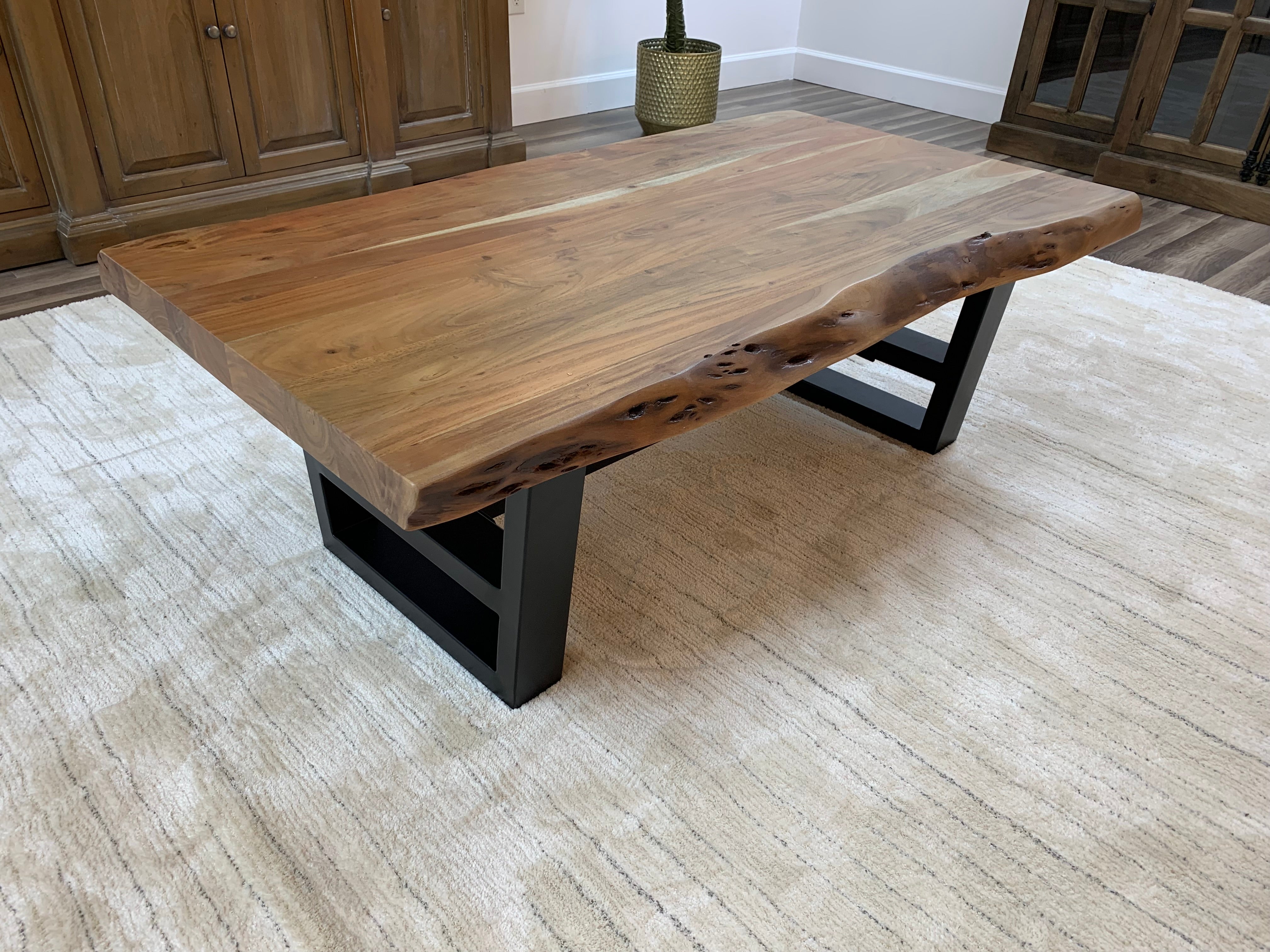 Malcolm Acacia 52" Live Edge Coffee Table - Natural + Gray