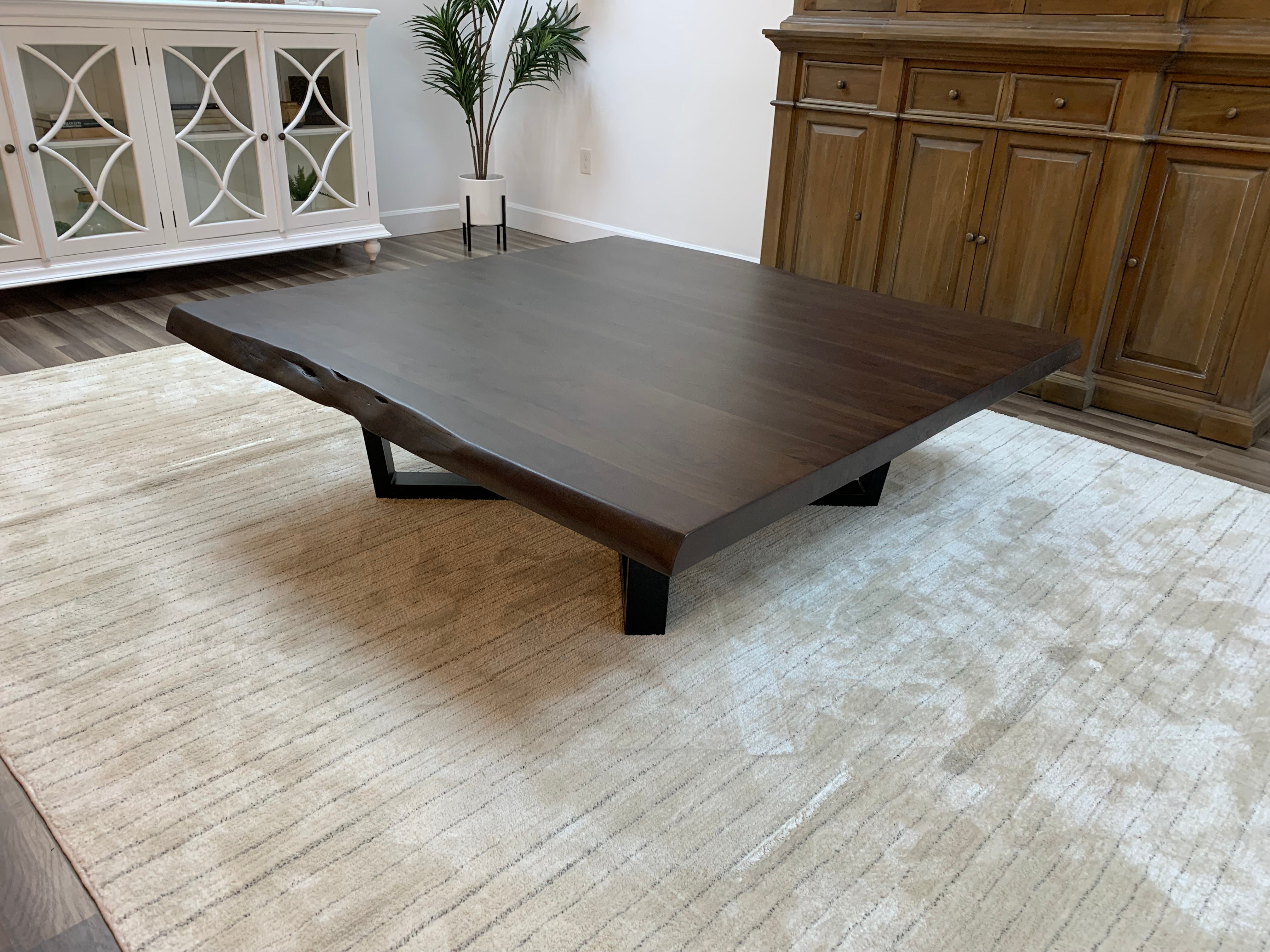 Malcolm Acacia 60" Square Live Edge Coffee Table - Natural + Black