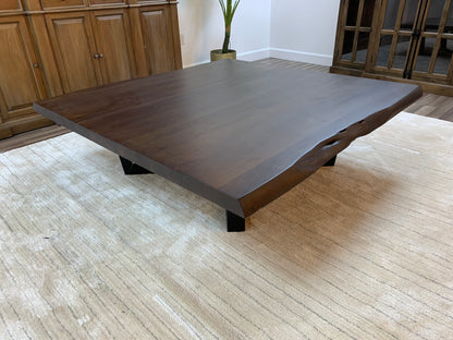 Malcolm Acacia 60" Square Live Edge Coffee Table - Natural + Black