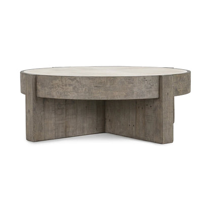 Sheldon 52" Round Coffee Table - Distressed Grey