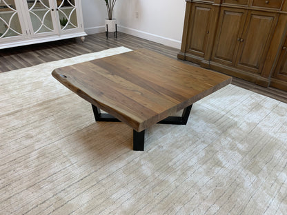 Malcolm Acacia 40" Square Live Edge Coffee Table - Natural + Gray