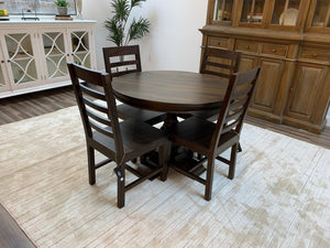 Marcia 42" Acacia Round Dining Table - Natural + Black