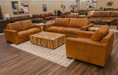 Norton 90" Top Grain Leather 2 Cushion Sofa - Diva Mustang