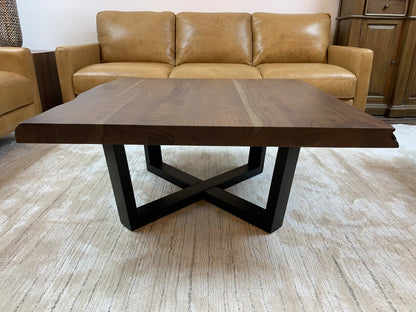 Malcolm Acacia 40" Square Live Edge Coffee Table - Natural + Gray