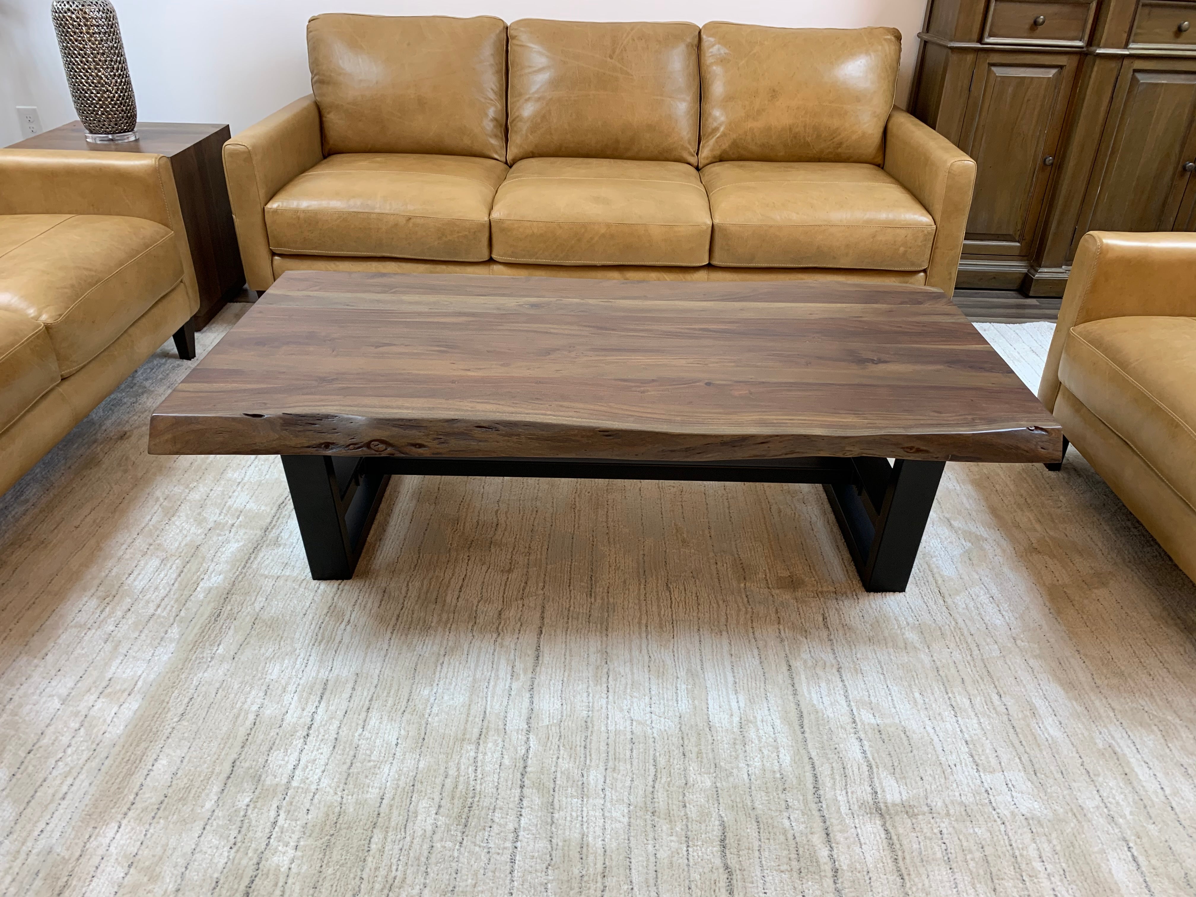Malcolm Acacia 52" Live Edge Coffee Table - Natural + Gray