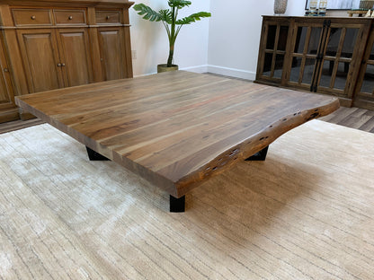 Malcolm Acacia 60" Square Live Edge Coffee Table - Natural + Gray