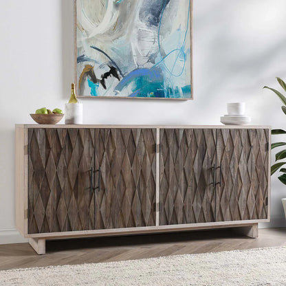 Dmitri 78" Reclaimed Elm 4 Door Sideboard - Light Oak