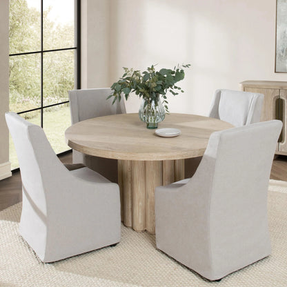 Timber 55" Round Dining Table - Cream Washed