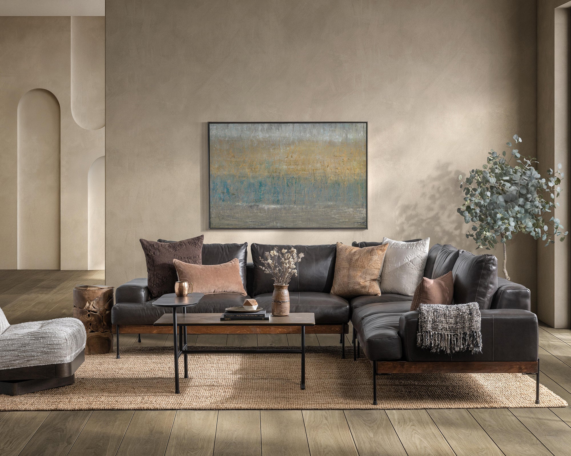 Rochelle 42" Aluminum Rectangular Coffee Table - Dark Antique