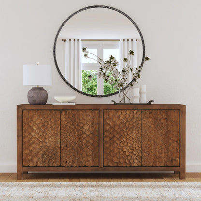 Dahlia 86" 4 Door Hand Carved Sideboard - Natural
