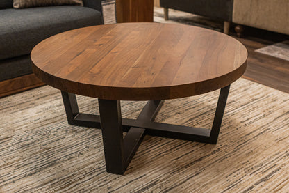 Malcolm Acacia 40" Round Coffee Table - Natural & Gray