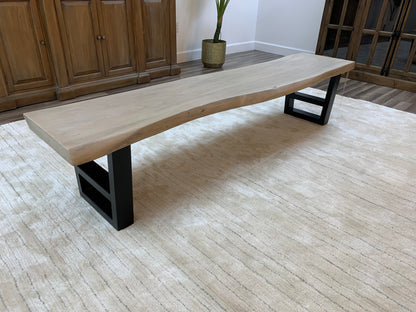 Malcolm Acacia Live Edge Dining Bench - New White Wash